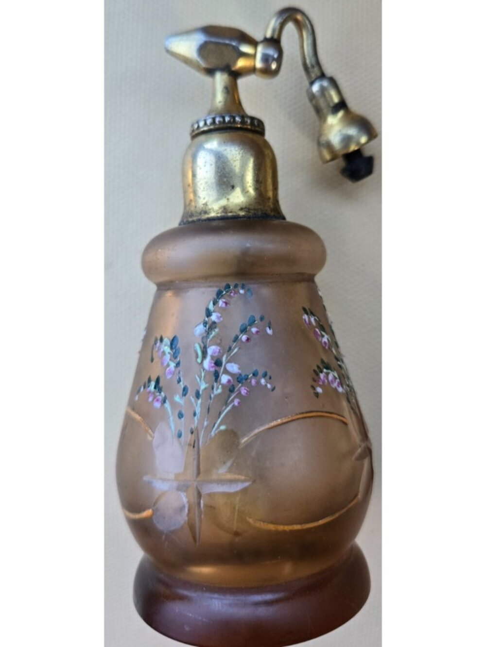 1920s Vintage De Vilbiss Toledo Ohio Glass Gold Encrusted Perfume Bottle Empty